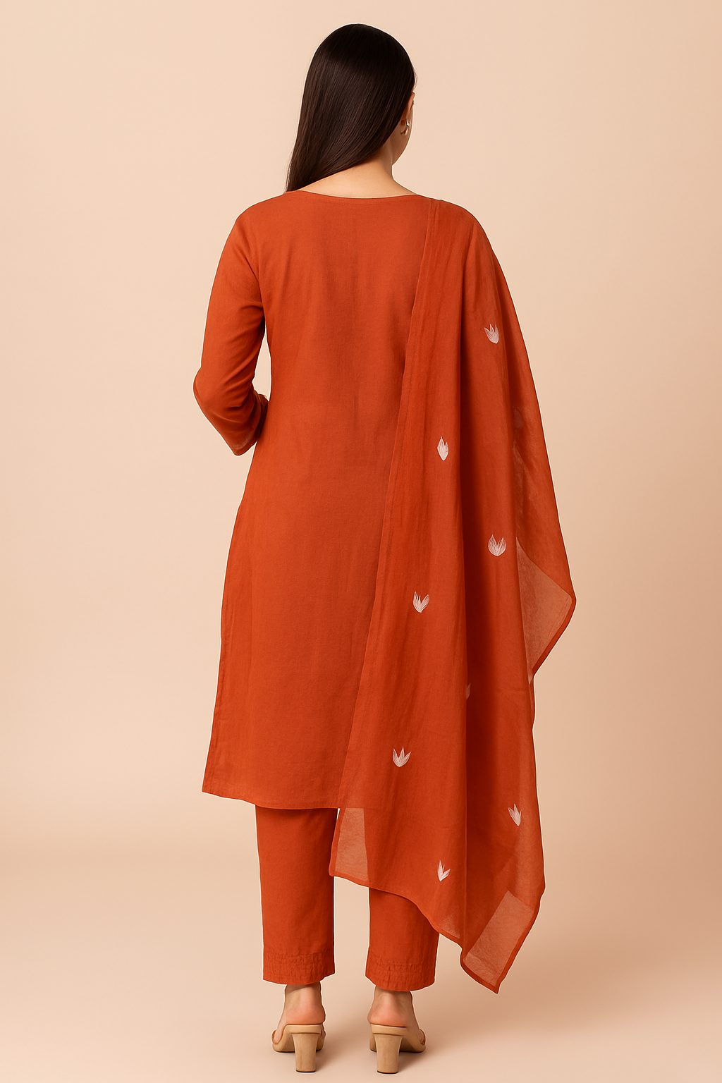 RUST TONE cotton 3 piece suit for women