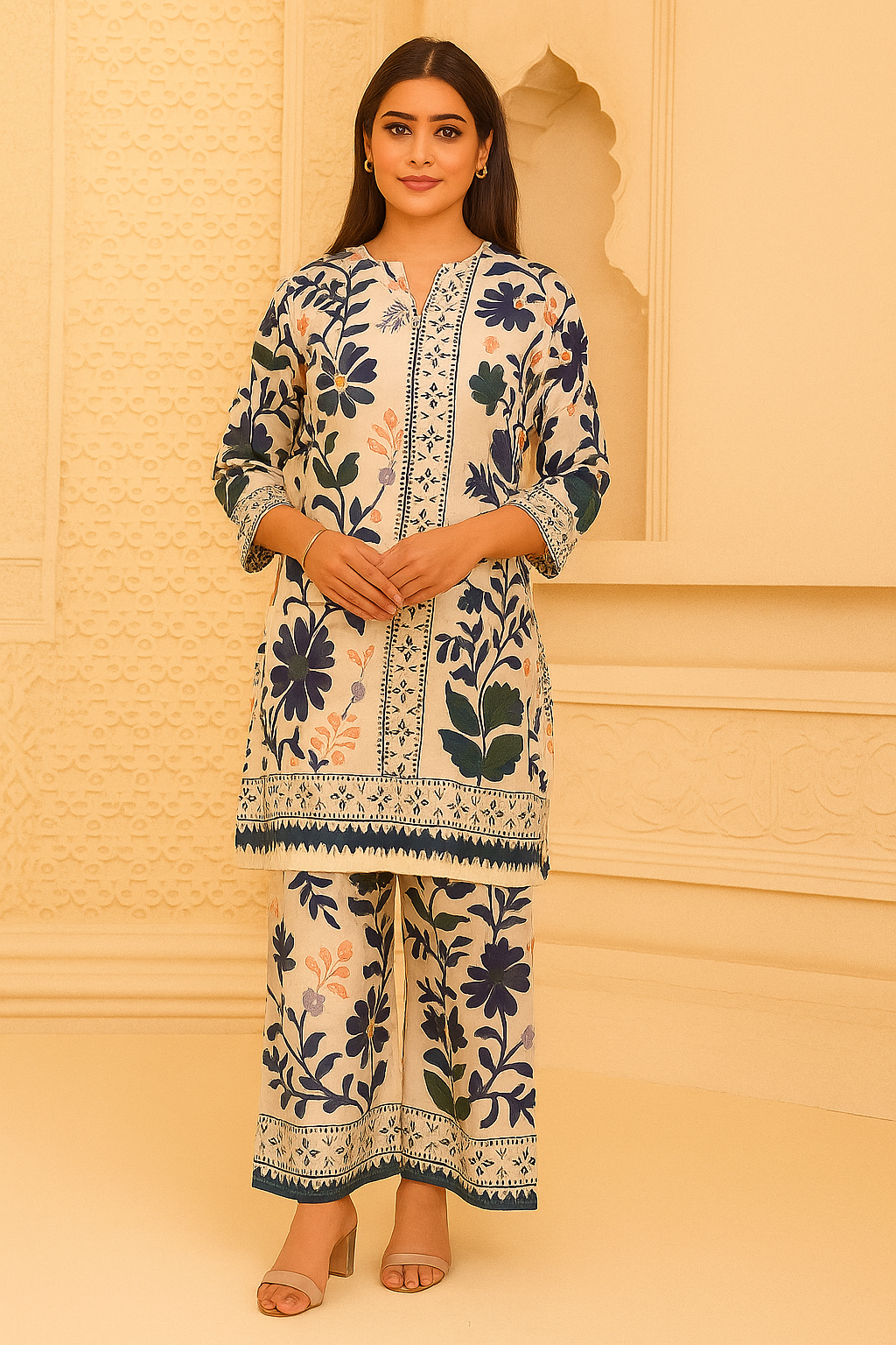 BLUE BLOOM ethnic daily wear coord set for women