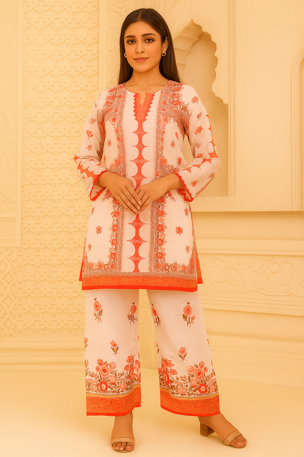 ORANGE UTSAV ethnic everyday coord set for women