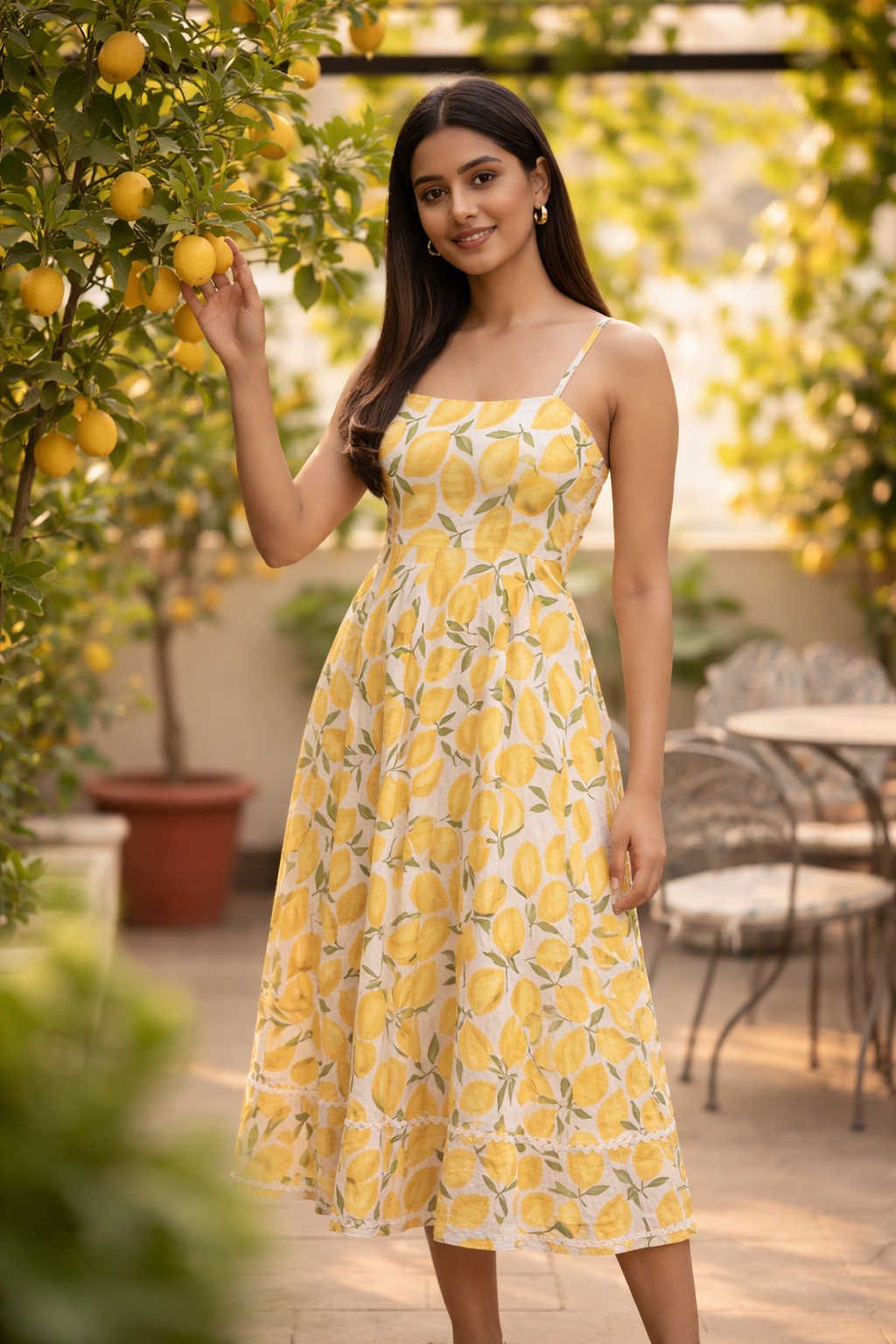LEMON BREEZE Cotton Printed Dress For Women